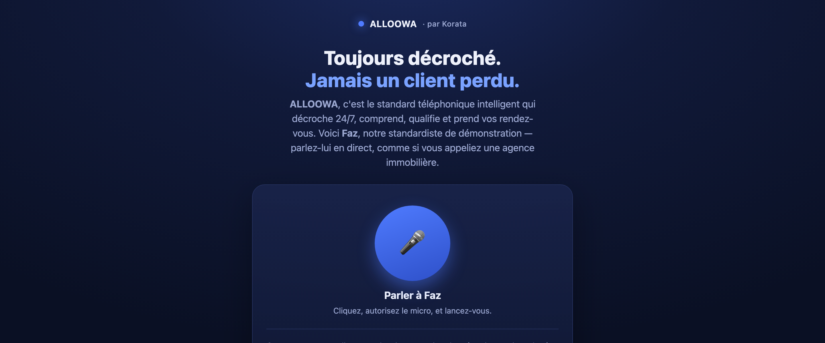 Interface ALLOOWA — second écran